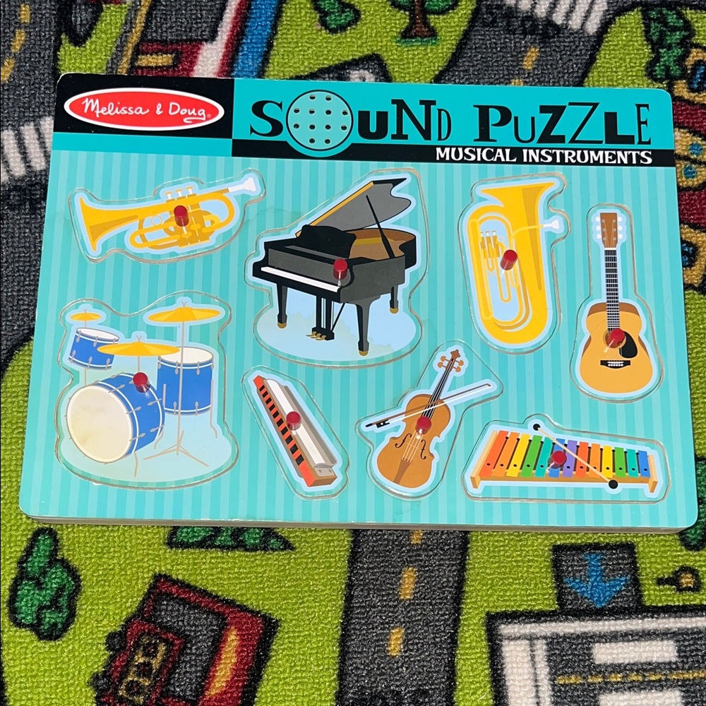 Melissa & Doug Musical Instruments Sound Puzzle - Blue, Yellow, Red